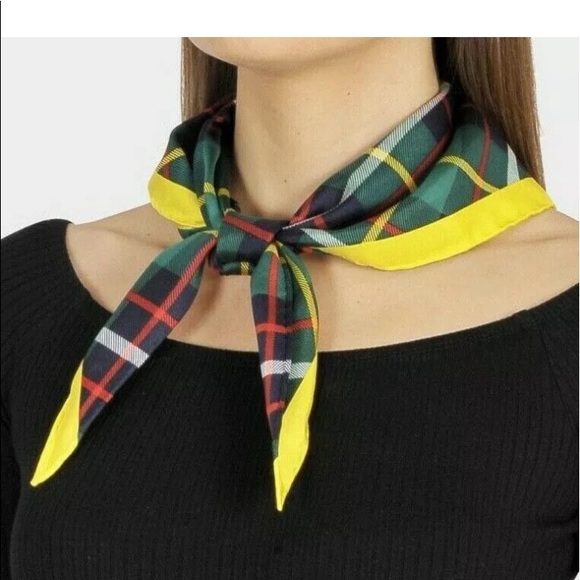 Burberry silk bandana scarf vintage check triangle - Picture 2 of 8